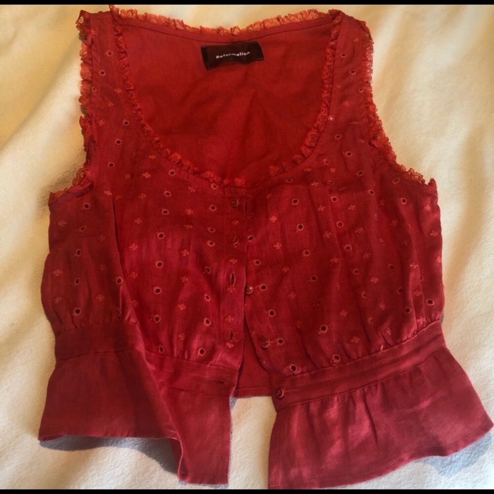 Reformation Scarlet Embroidered Tank Top